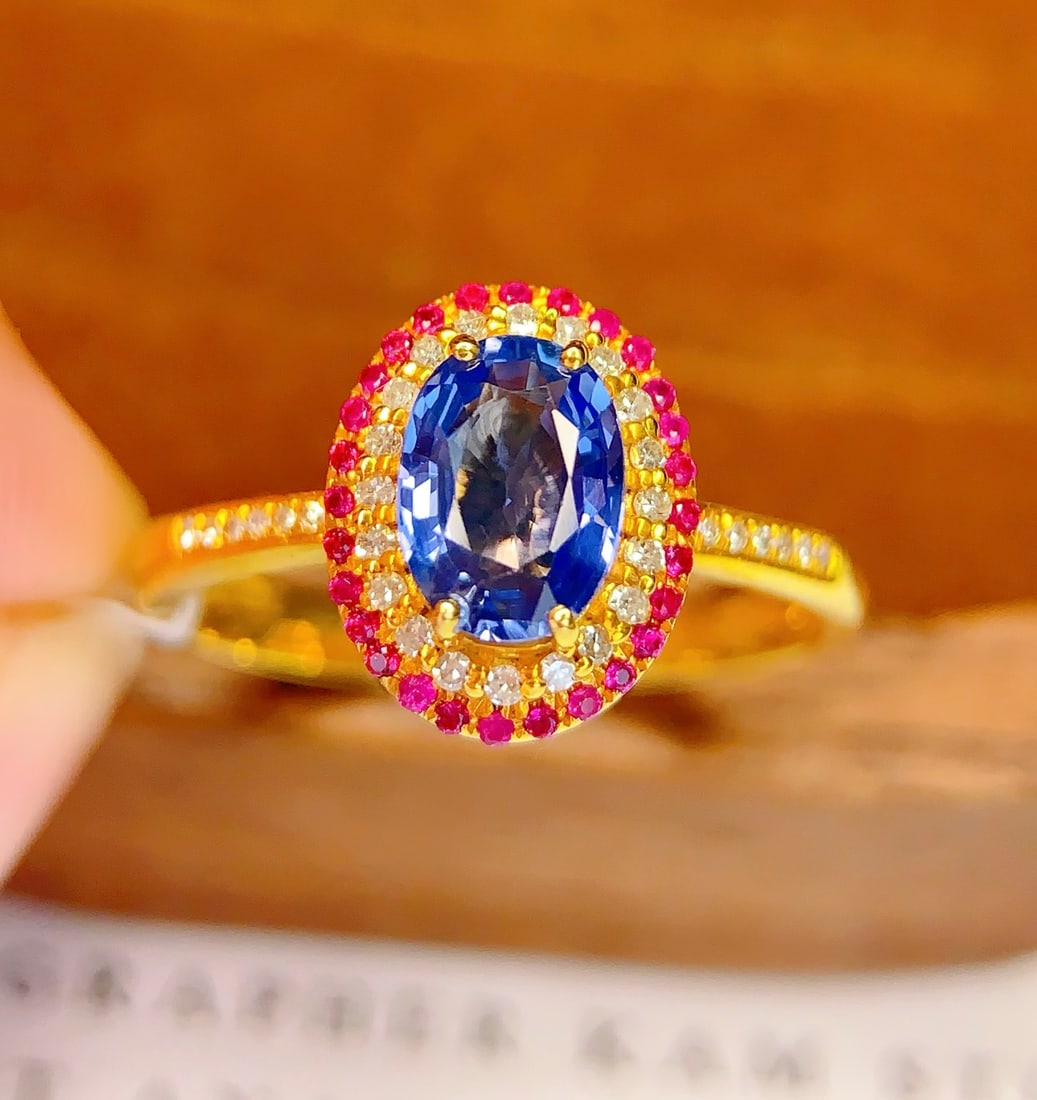 18K gold natural sapphire ring - 4