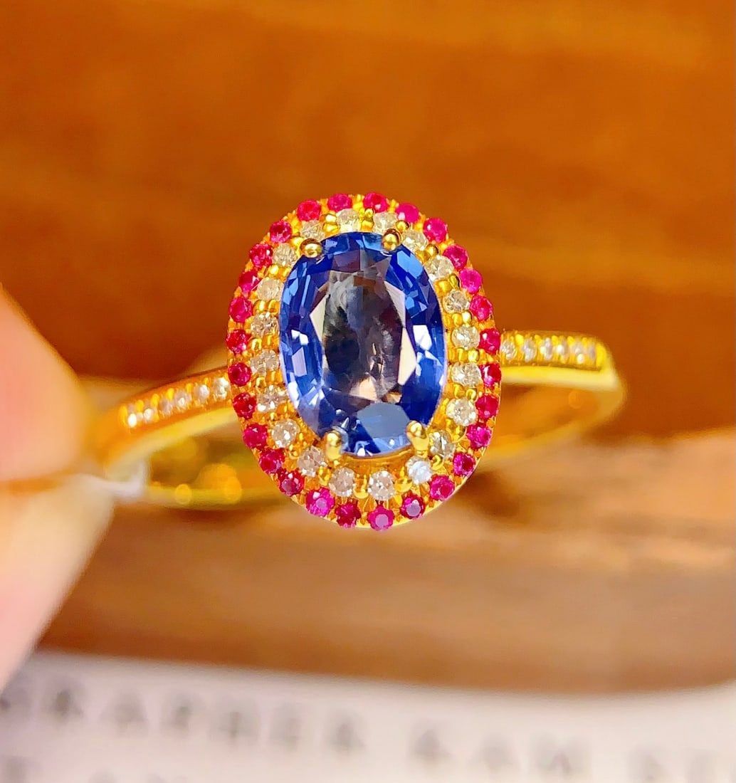 18K gold natural sapphire ring - 5