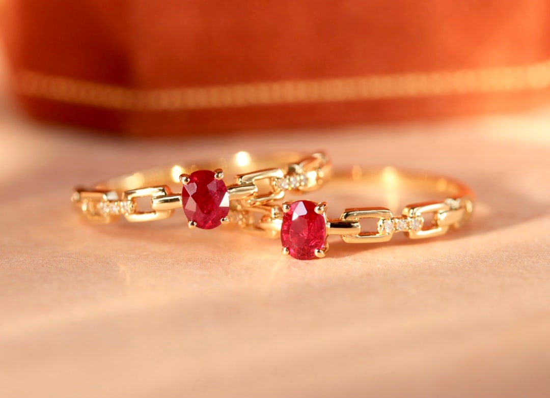 18K gold pigeon blood ruby diamond ring - 2
