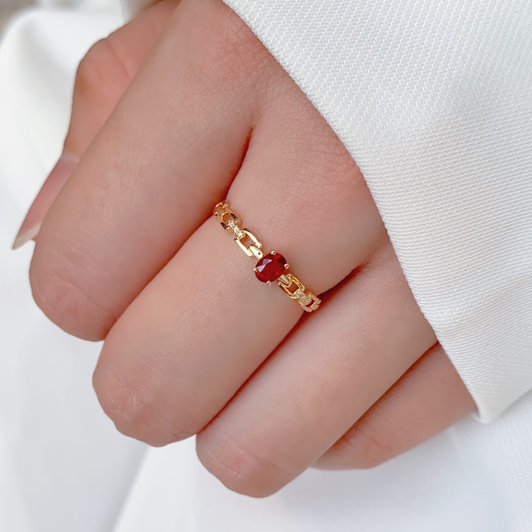18K gold pigeon blood ruby diamond ring - 3