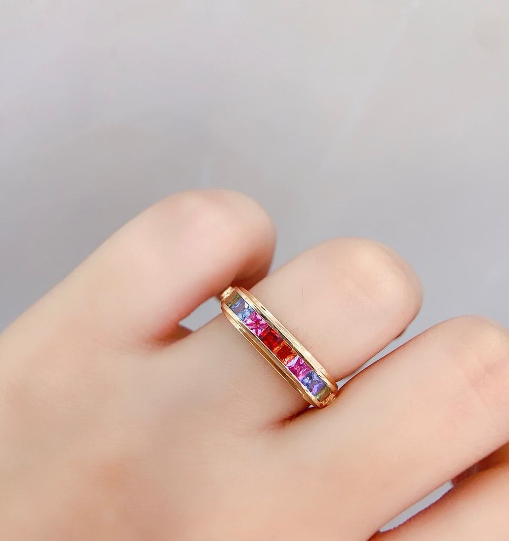 18K Gold Natural Sapphire Ring - 6