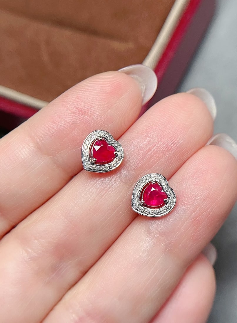 18K Gold Ruby Earrings - 4