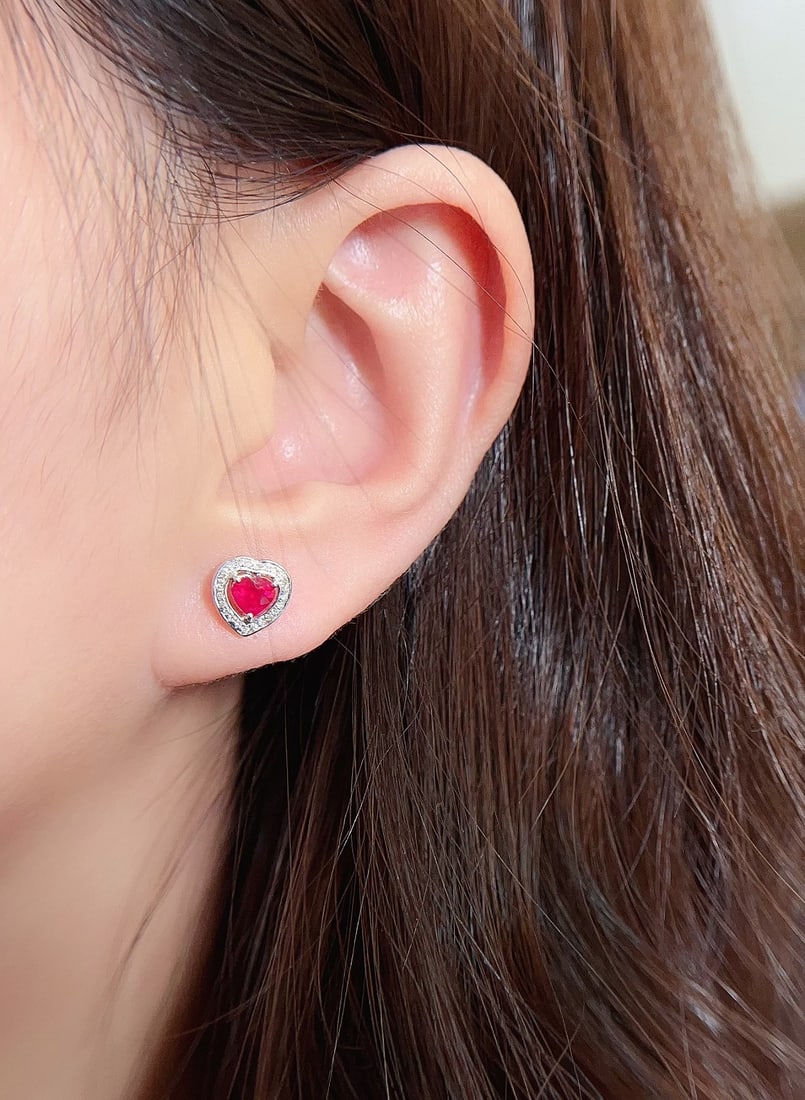 18K Gold Ruby Earrings - 5