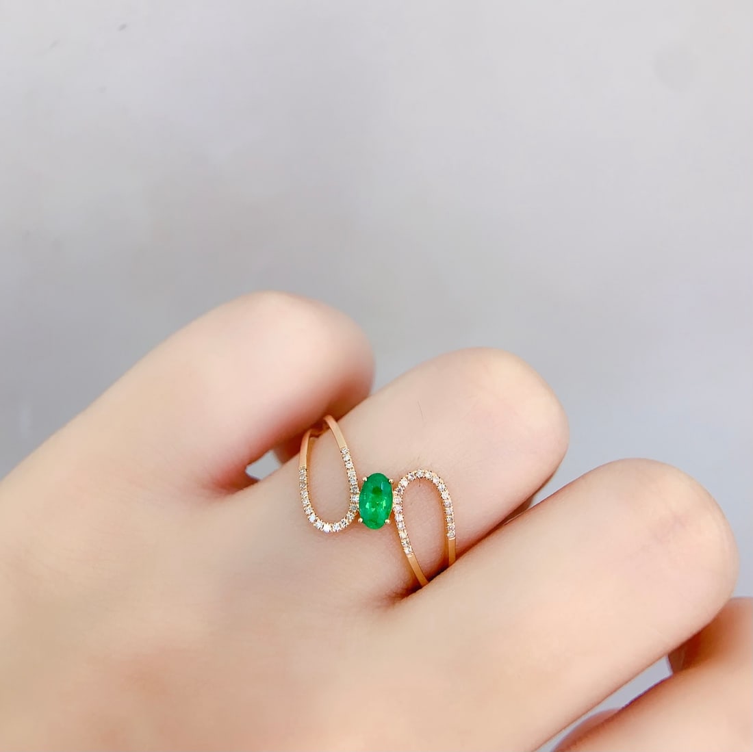 18K gold natural emerald ring - 6