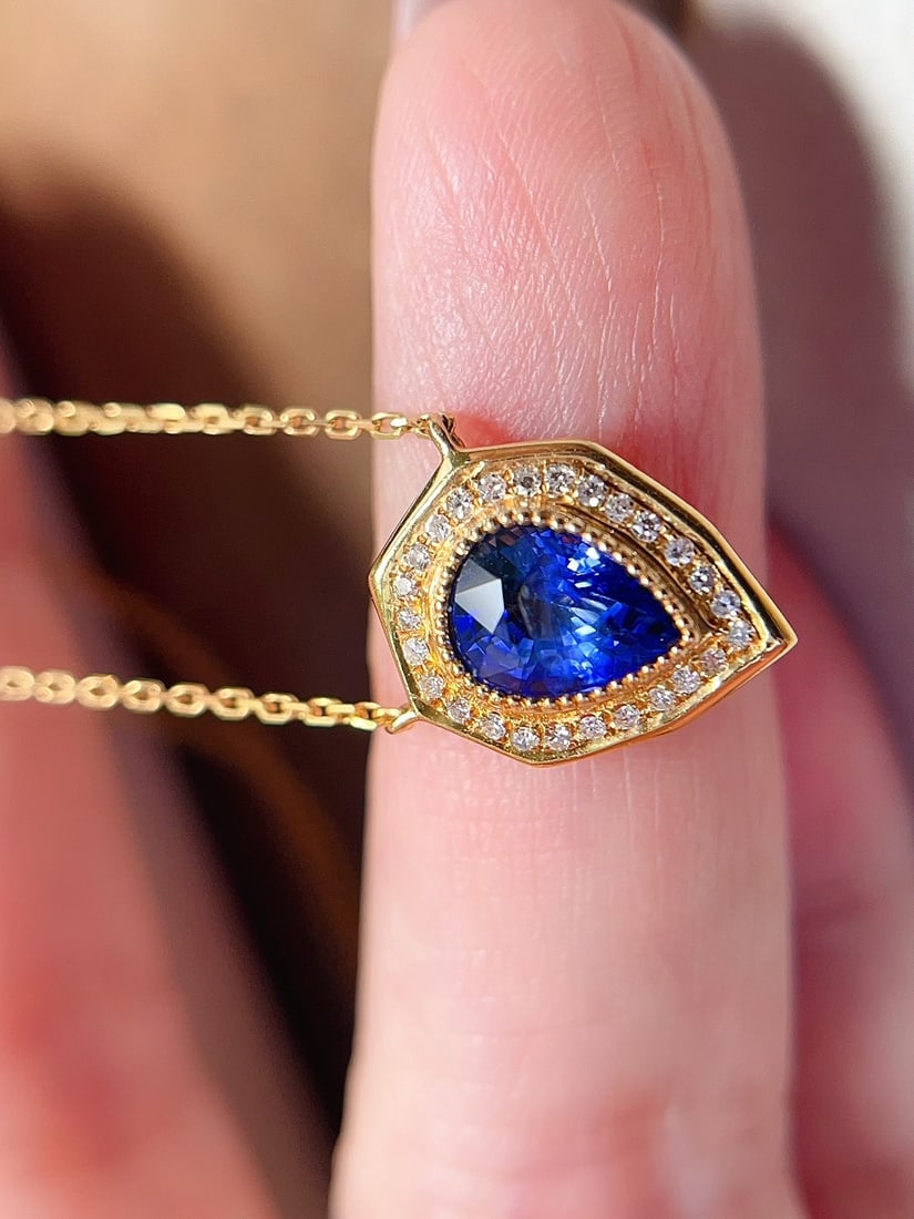 18K gold sapphire collarbone necklace - 3