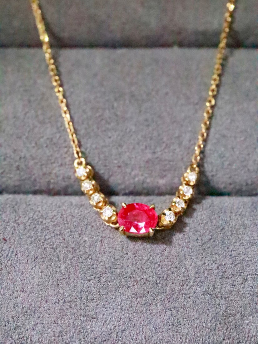 18K Gold Ruby Collarbone Necklace - 2