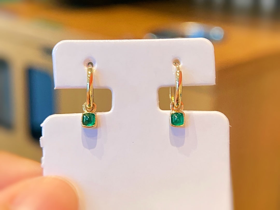 18K gold emerald earrings - 2