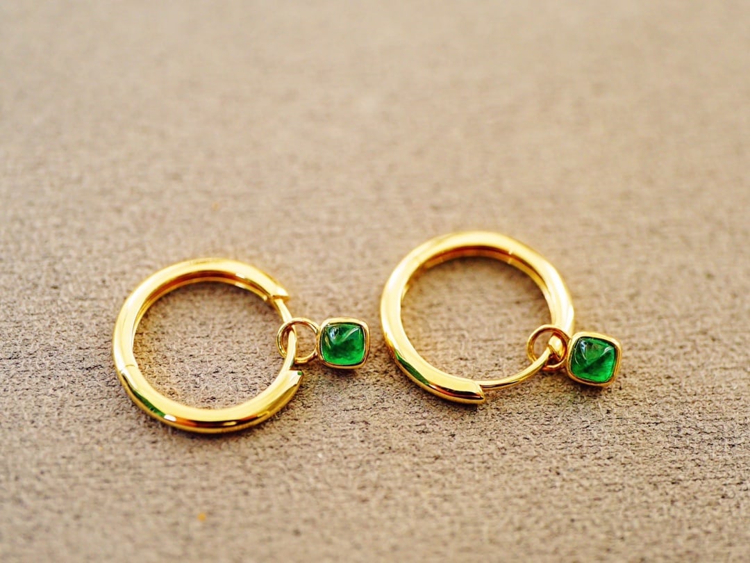 18K gold emerald earrings - 3