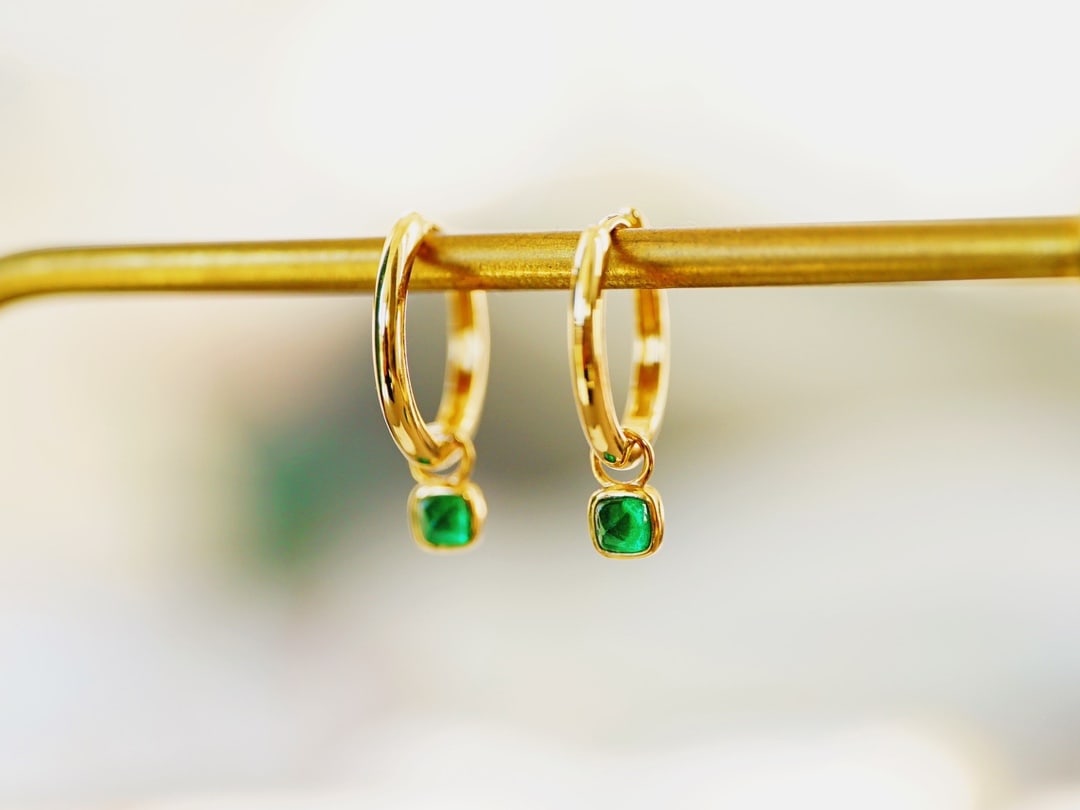 18K gold emerald earrings - 4