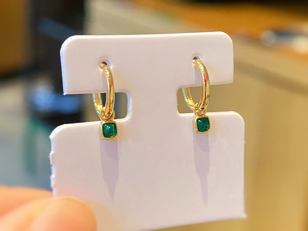 18K gold emerald earrings - 5