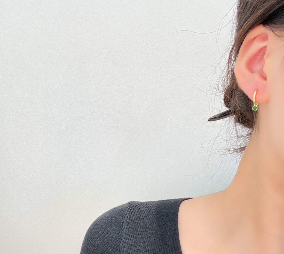 18K gold emerald earrings - 6