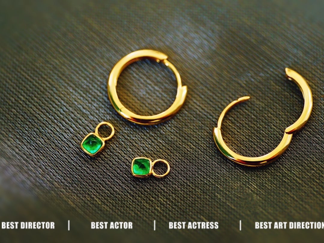 18K gold emerald earrings - 7