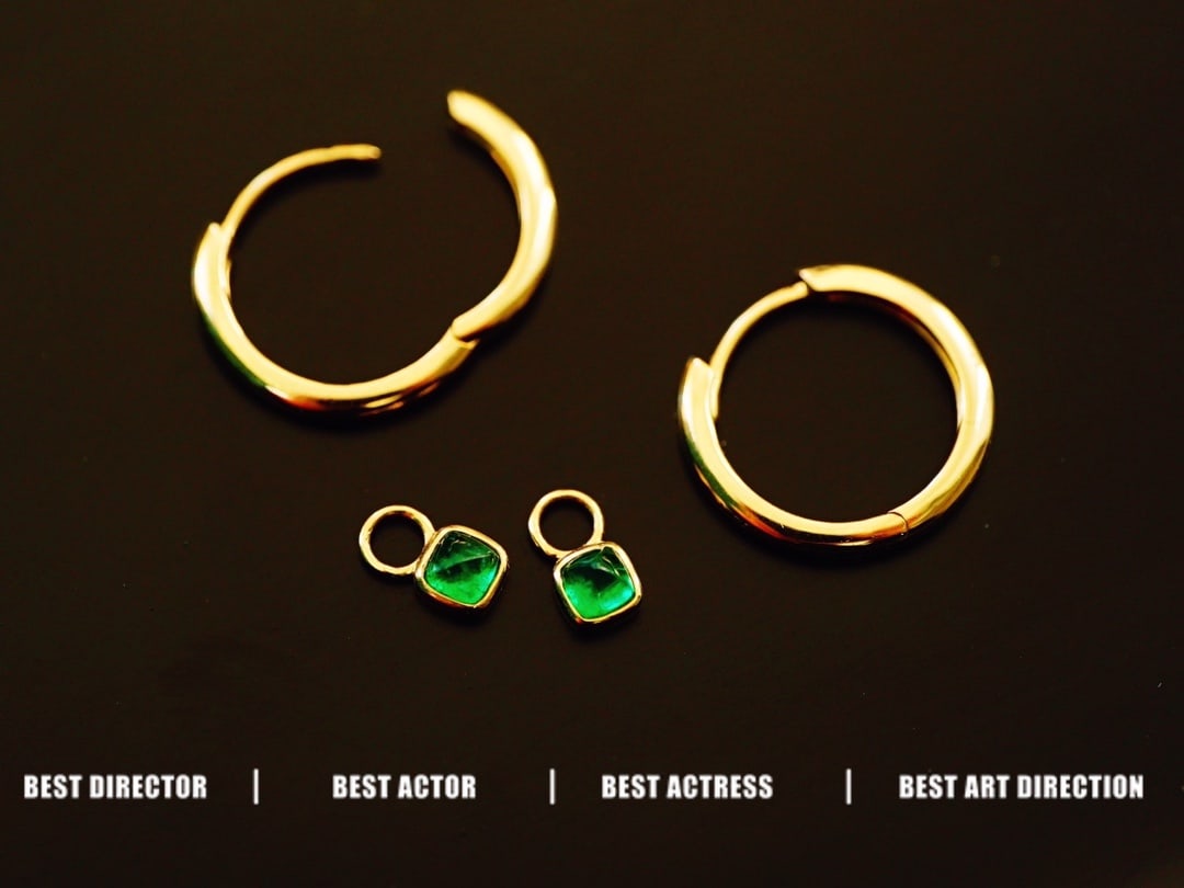 18K gold emerald earrings - 8