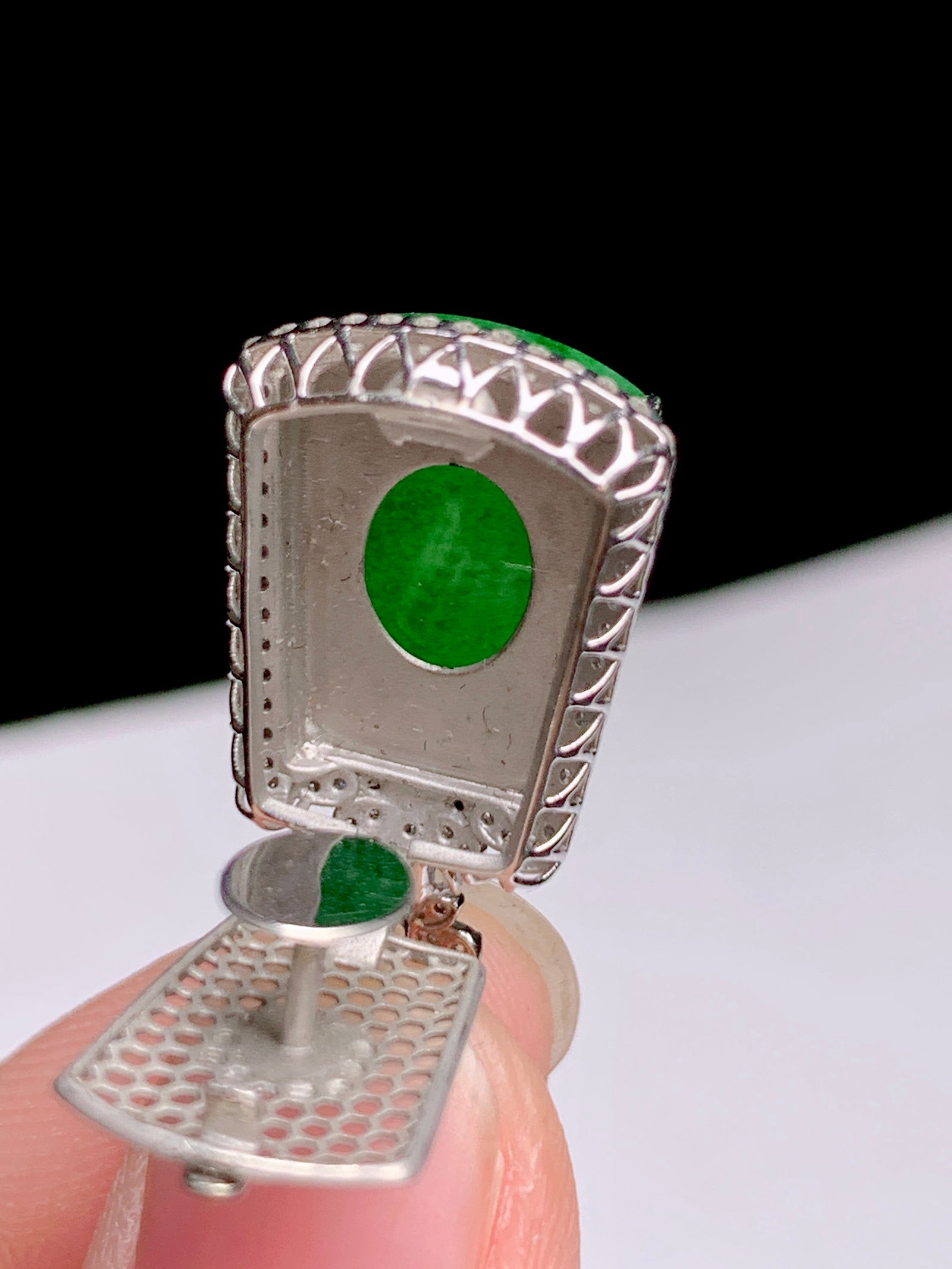 18K gold diamond jade pendant - 6