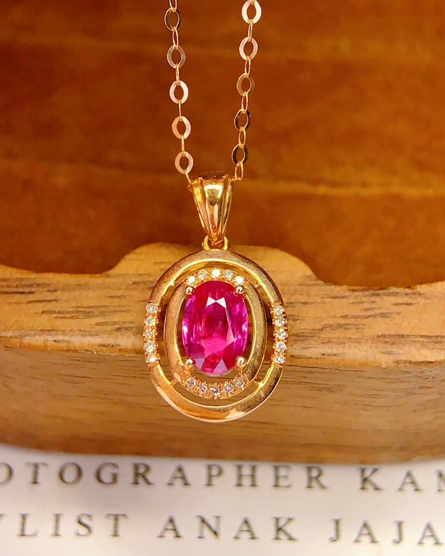 18K Gold Ruby Pendant (Chain not included) - 3