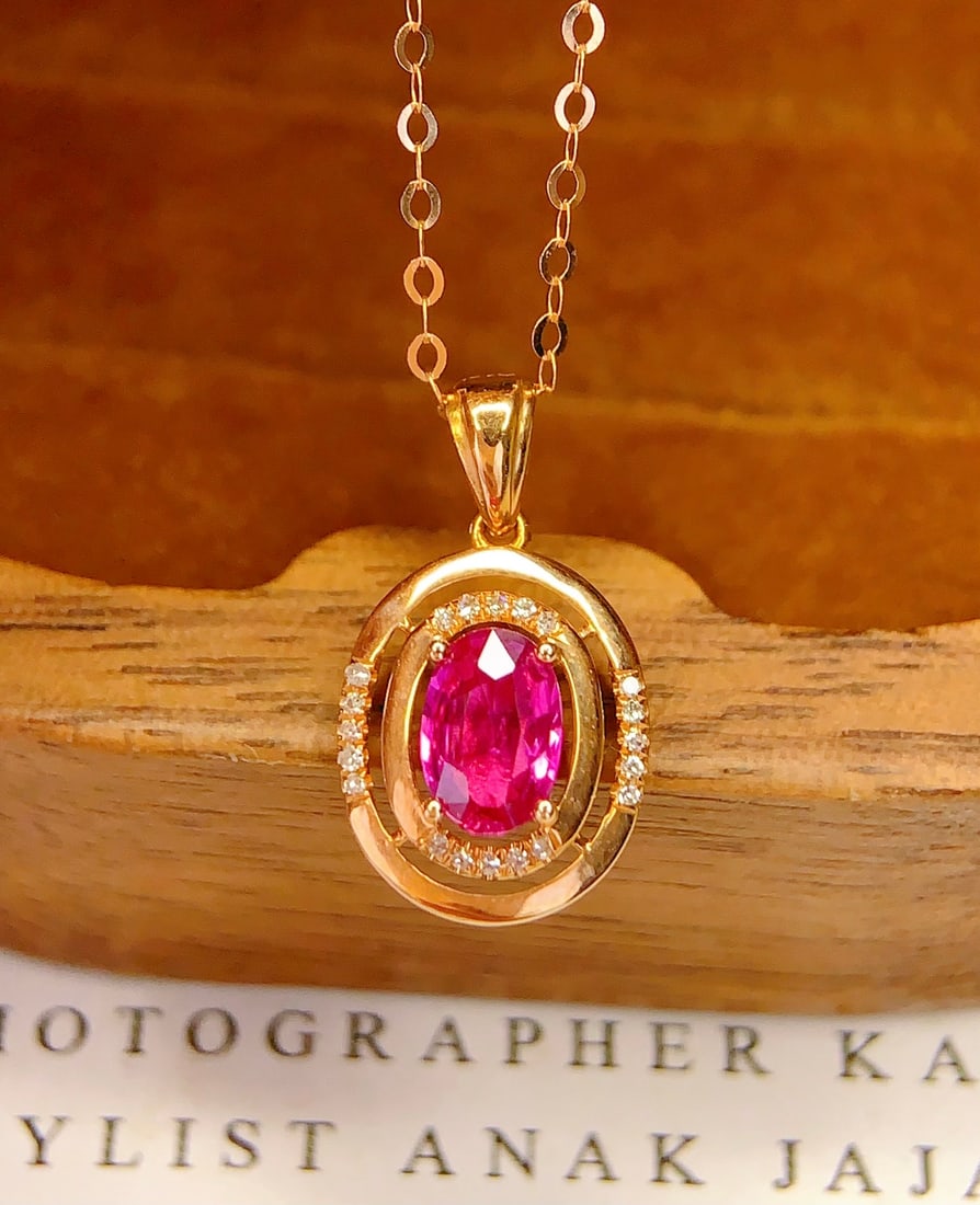 18K Gold Ruby Pendant (Chain not included) - 4