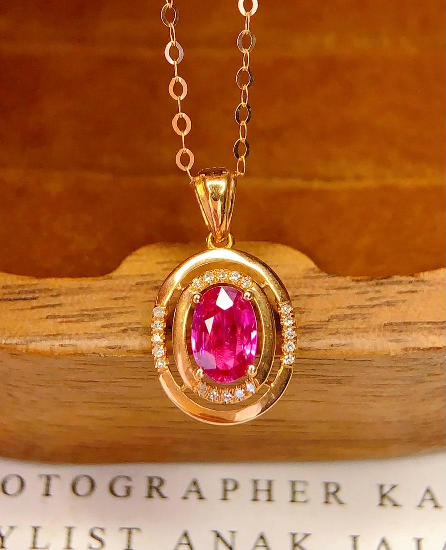18K Gold Ruby Pendant (Chain not included) - 5