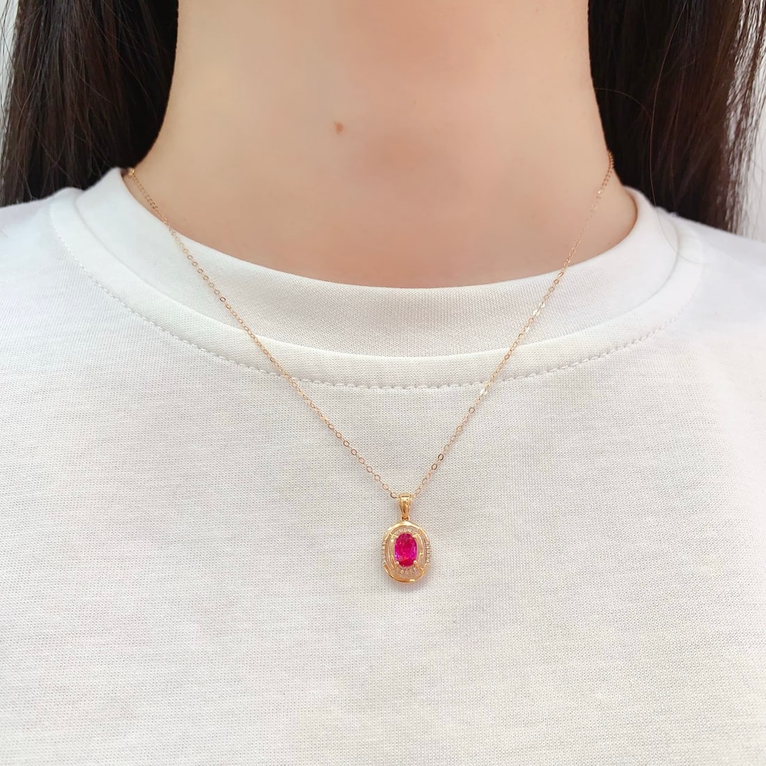 18K Gold Ruby Pendant (Chain not included) - 6