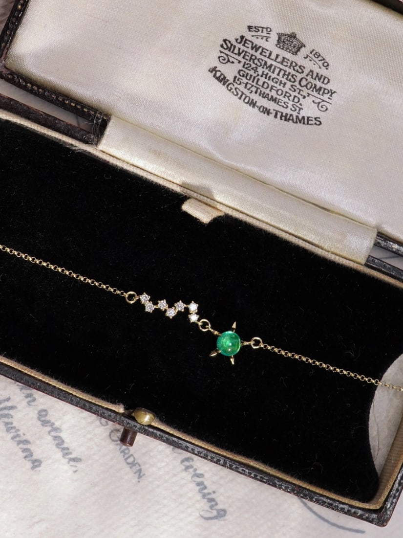 18K gold diamond emerald bracelet - 2