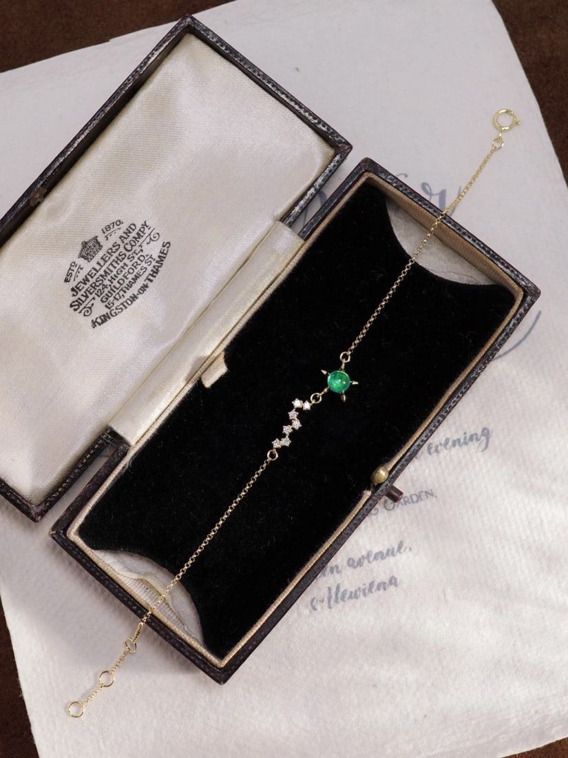 18K gold diamond emerald bracelet - 3