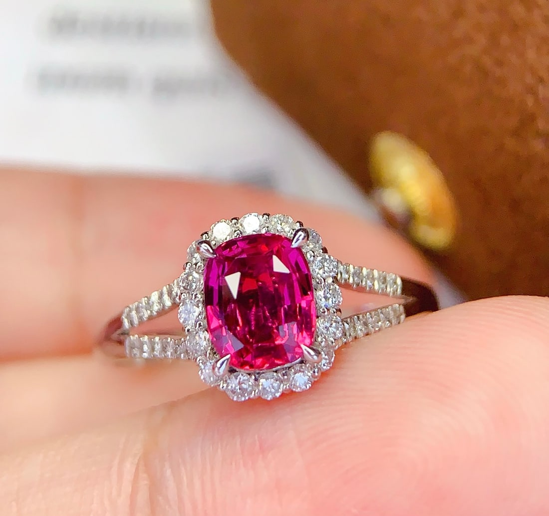 PT950 colored sapphire ring - 3