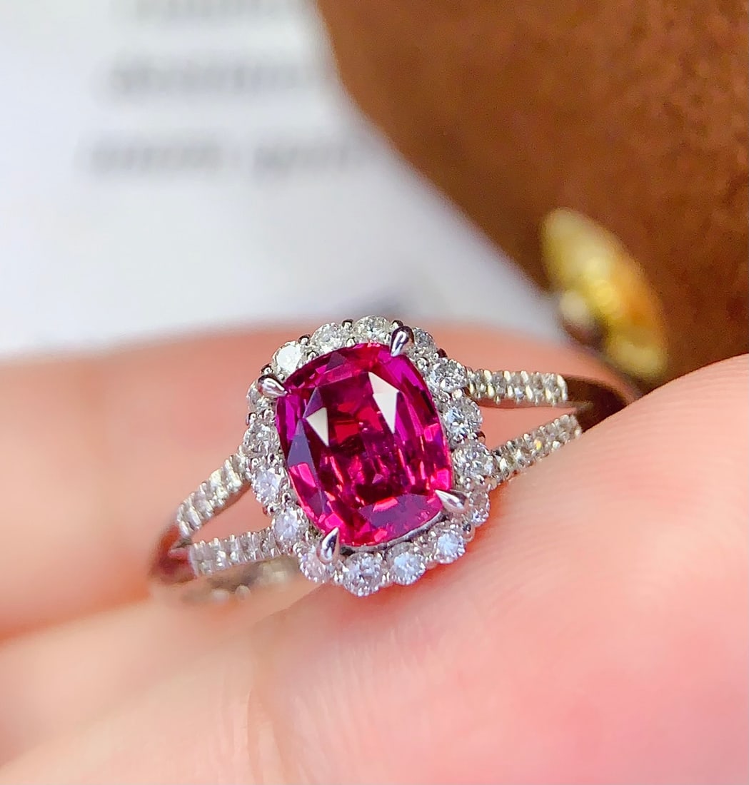 PT950 colored sapphire ring - 4