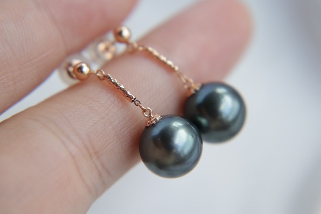 18K gold Tahitian pearl earrings - 4