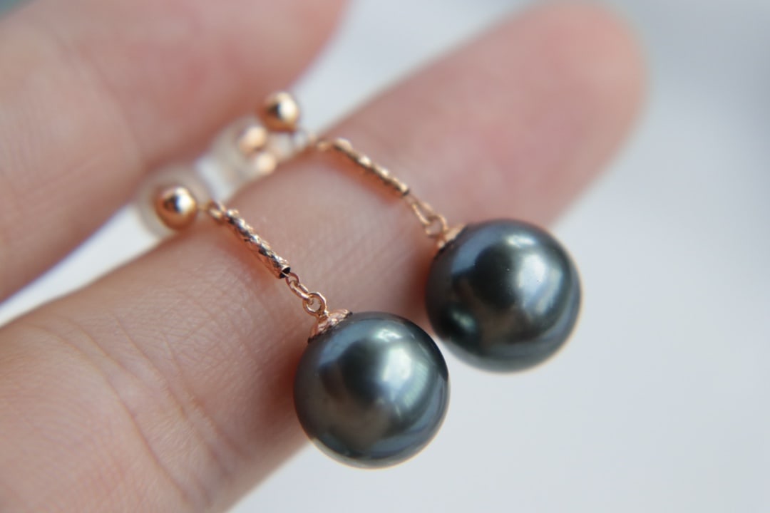 18K gold Tahitian pearl earrings - 6