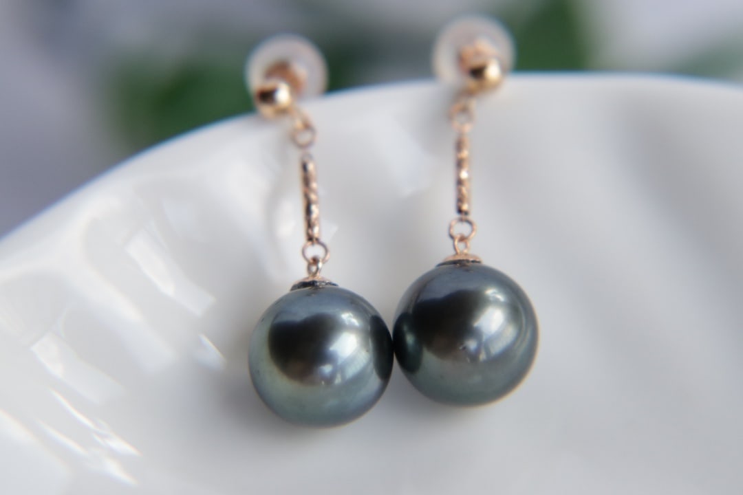 18K gold Tahitian pearl earrings - 7