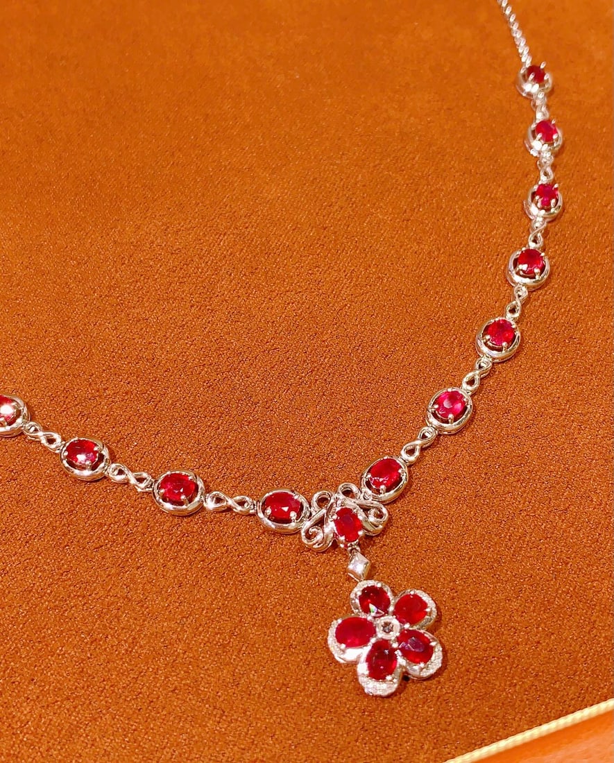 18K Gold Natural Ruby Necklace - 3