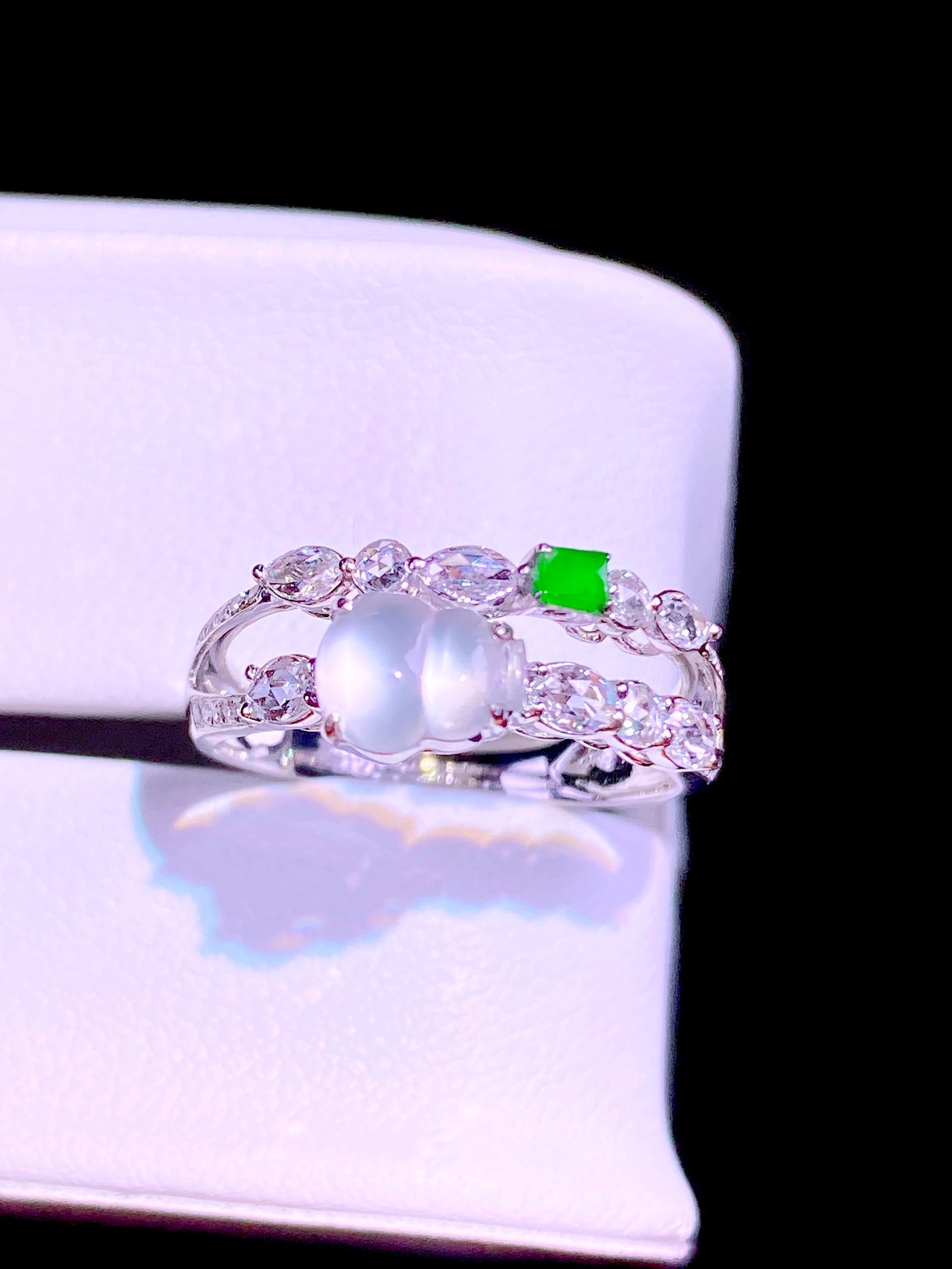 Natural jadeite high ice gourd ring - 2