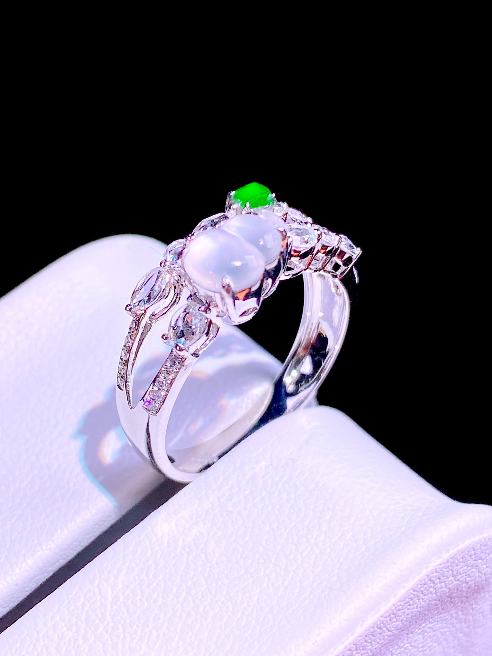 Natural jadeite high ice gourd ring - 4