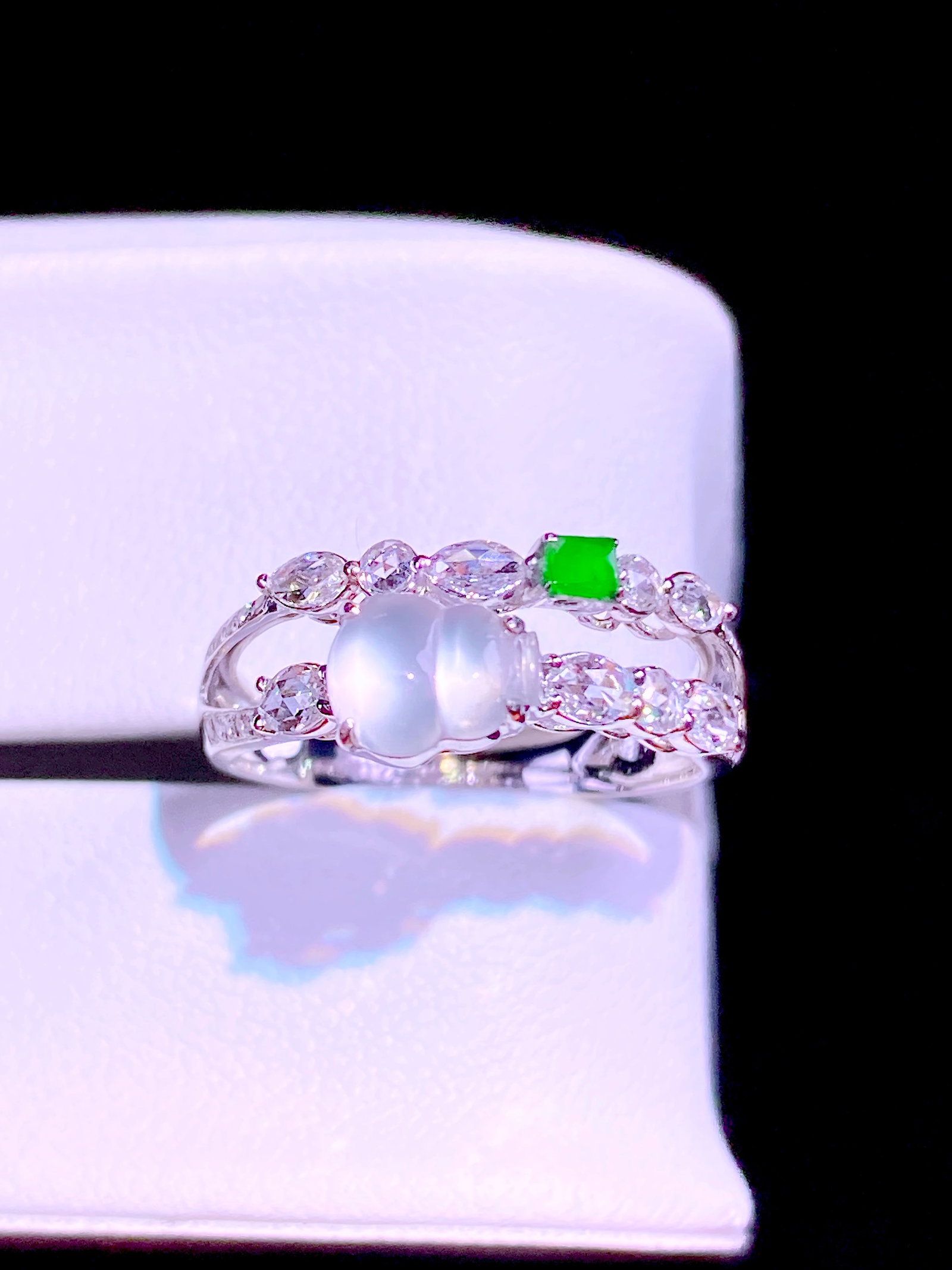 Natural jadeite high ice gourd ring - 6