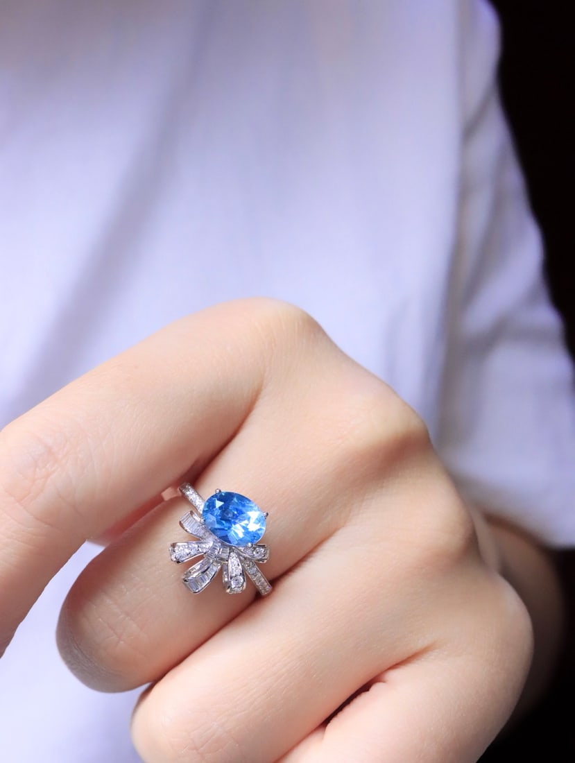 18K gold sapphire ring - 5