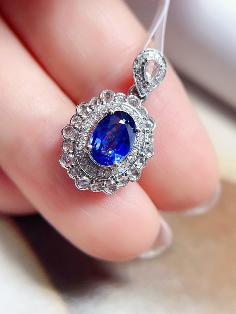 18K gold sapphire pendant (chain not included) - 3