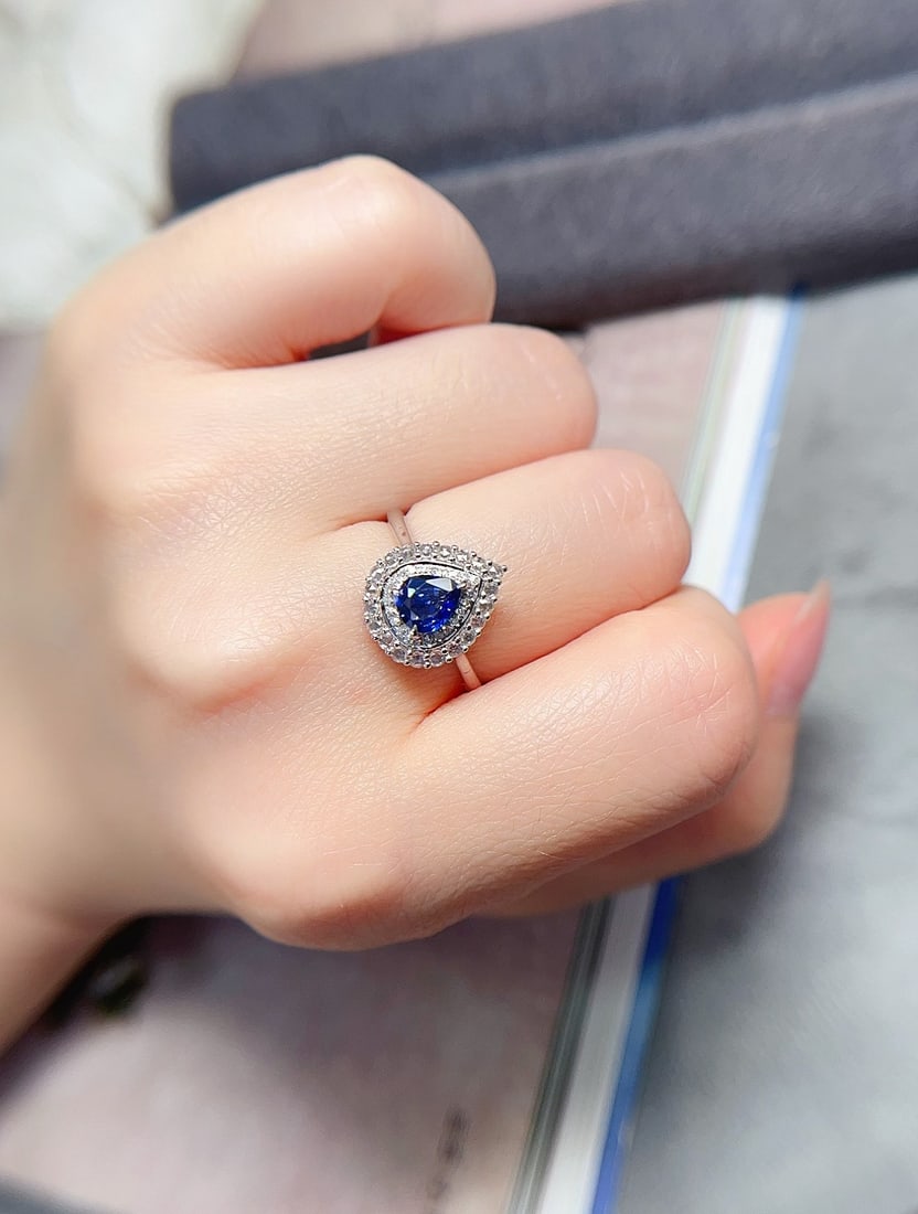18K gold sapphire ring - 5