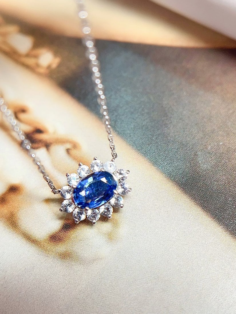 18K gold sapphire collarbone chain - 2