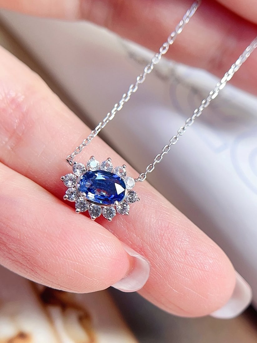 18K gold sapphire collarbone chain - 3