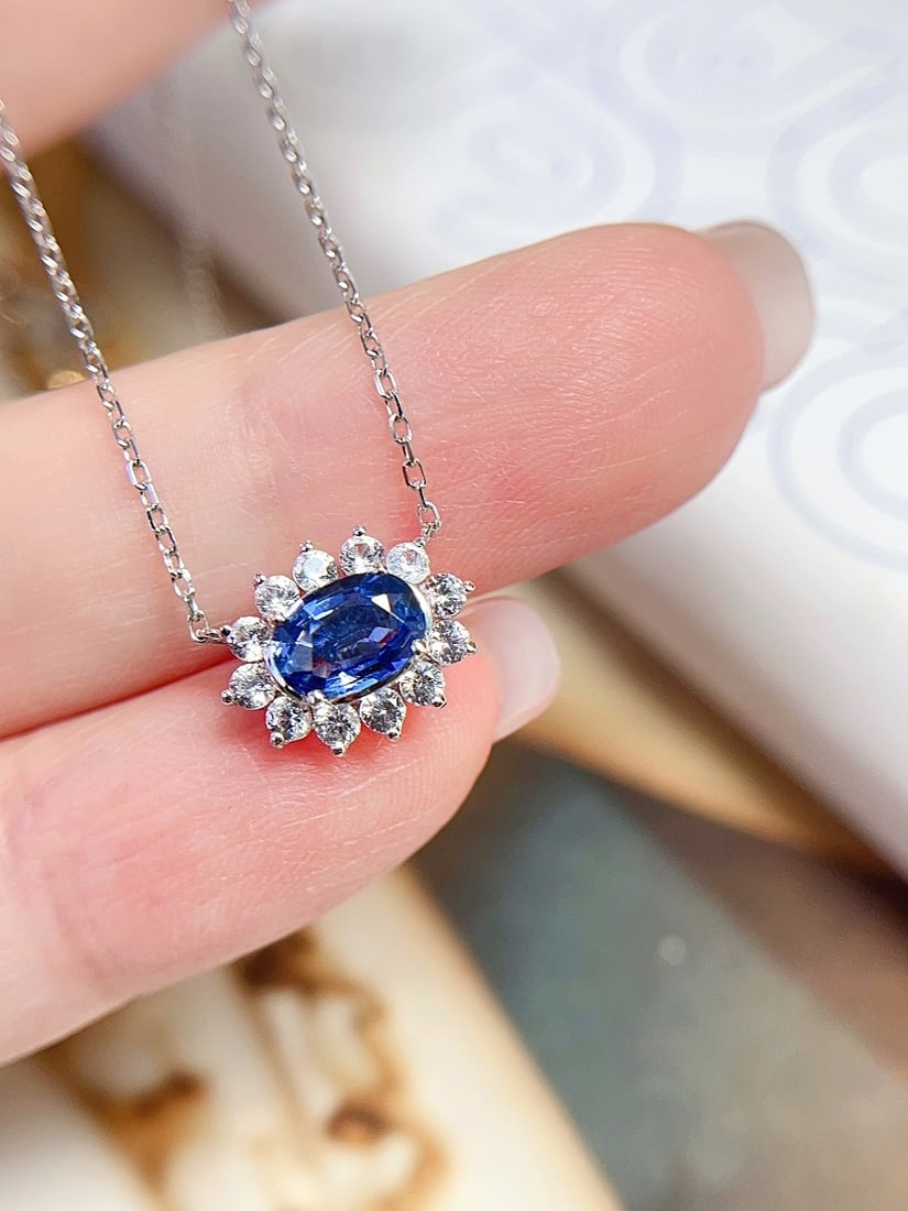 18K gold sapphire collarbone chain - 4