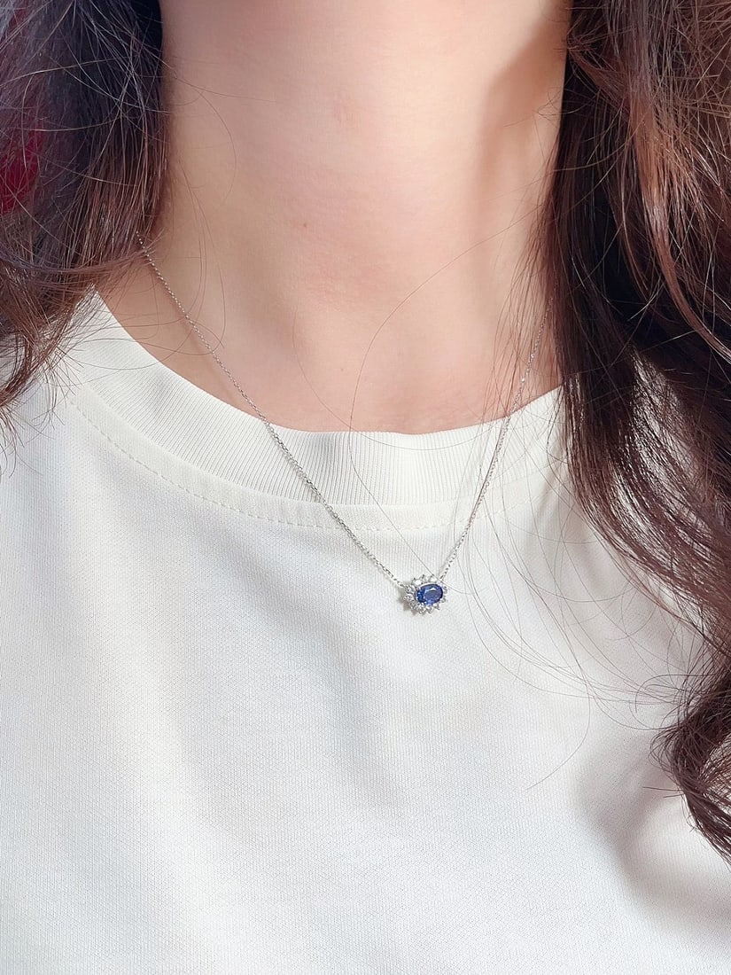 18K gold sapphire collarbone chain - 5