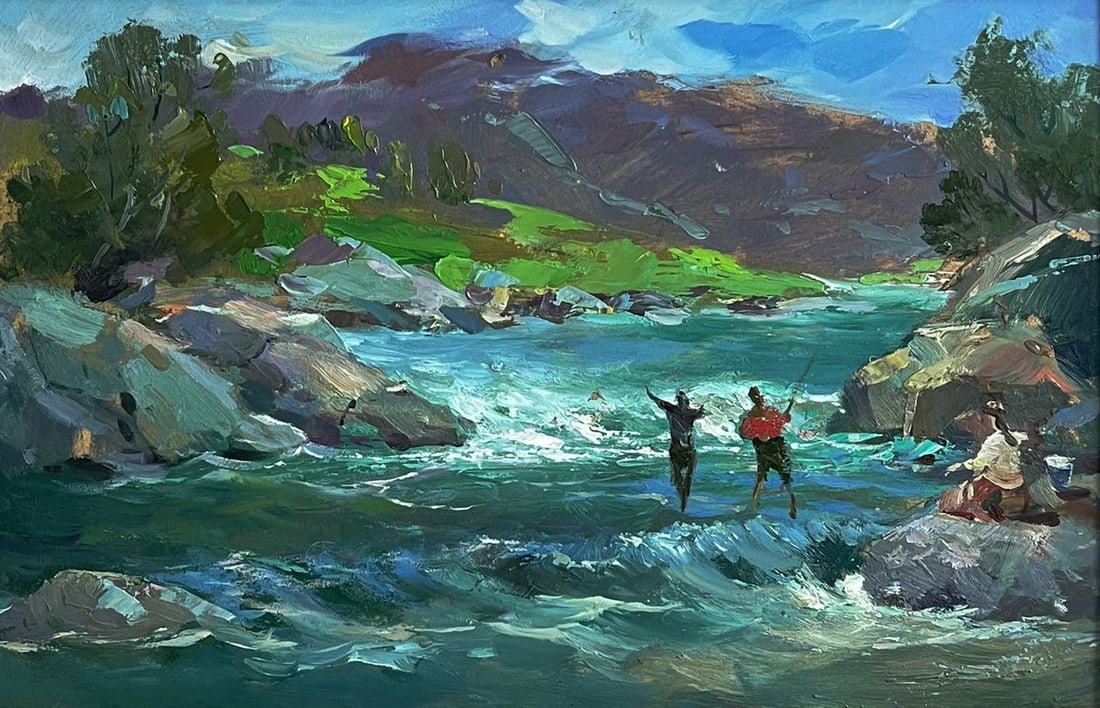 Oil painting River in the mountains Yuriy Suprunchuk - 3