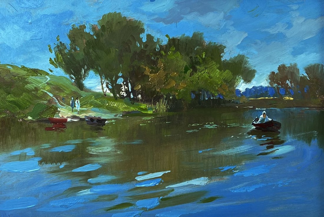 Oil painting Boats in the river Yuriy Suprunchuk - 3