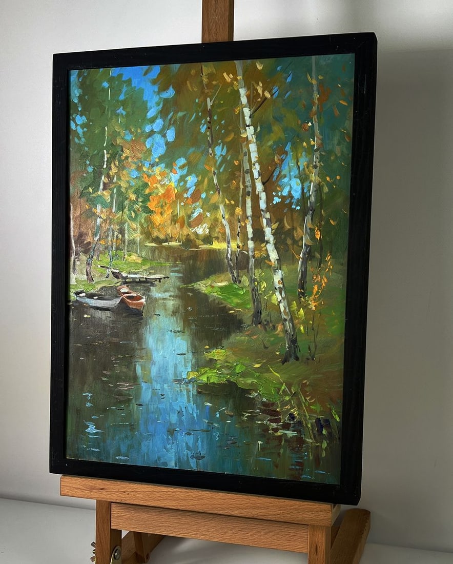 Oil painting A river in the autumn forest Yuriy Suprunchuk - 2