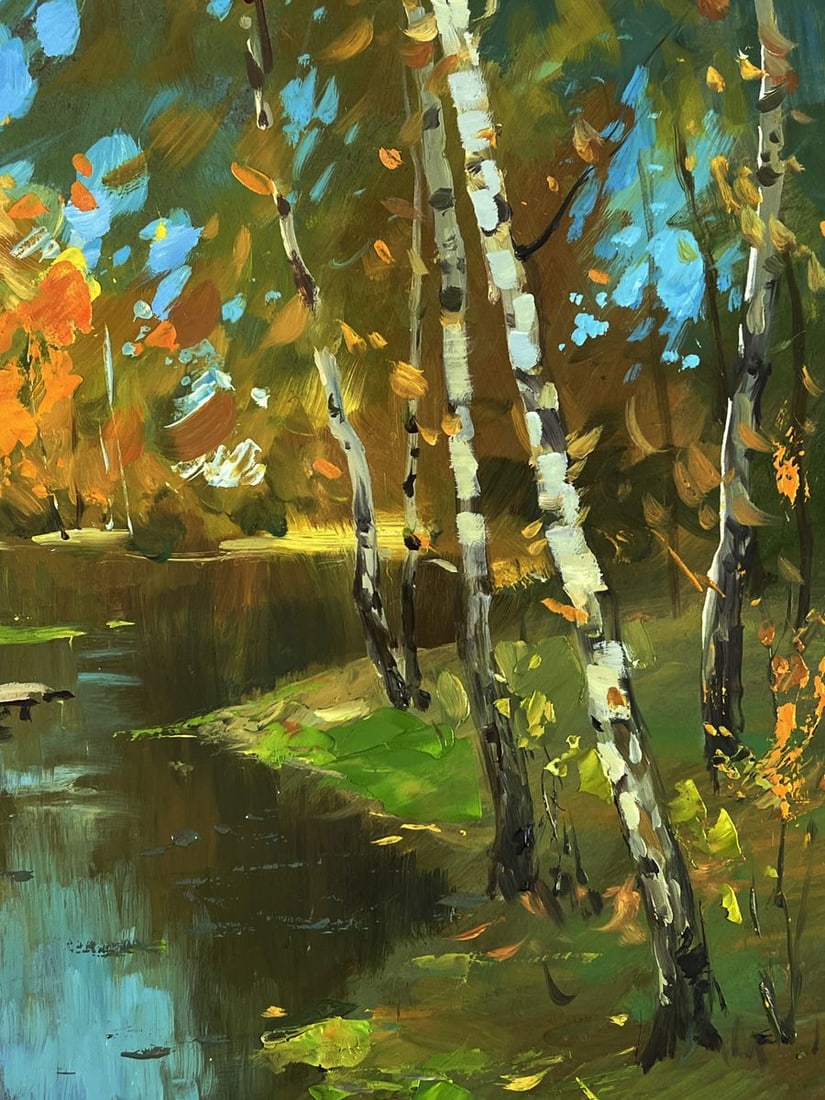 Oil painting A river in the autumn forest Yuriy Suprunchuk - 7