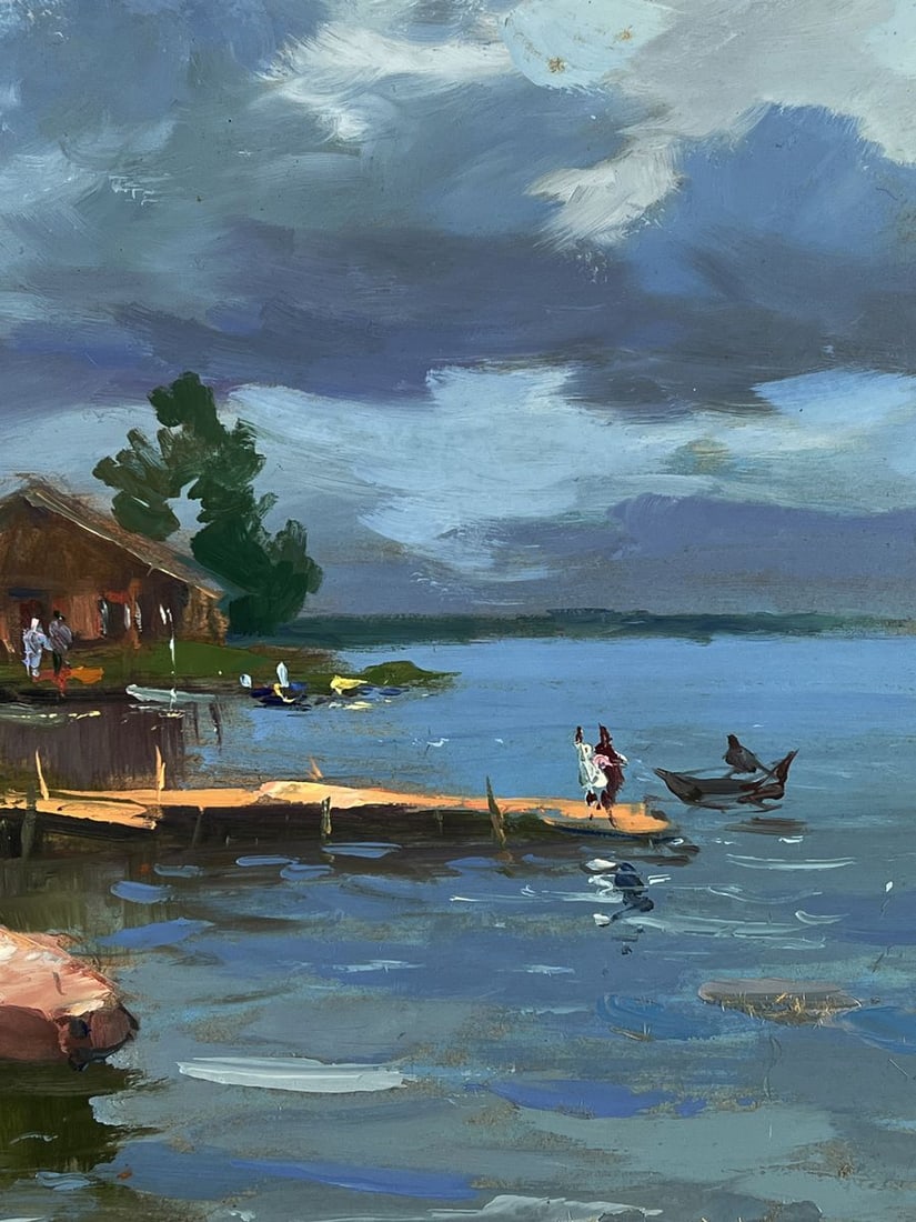 Oil painting Houses near the river bank Yuriy Suprunchuk - 10