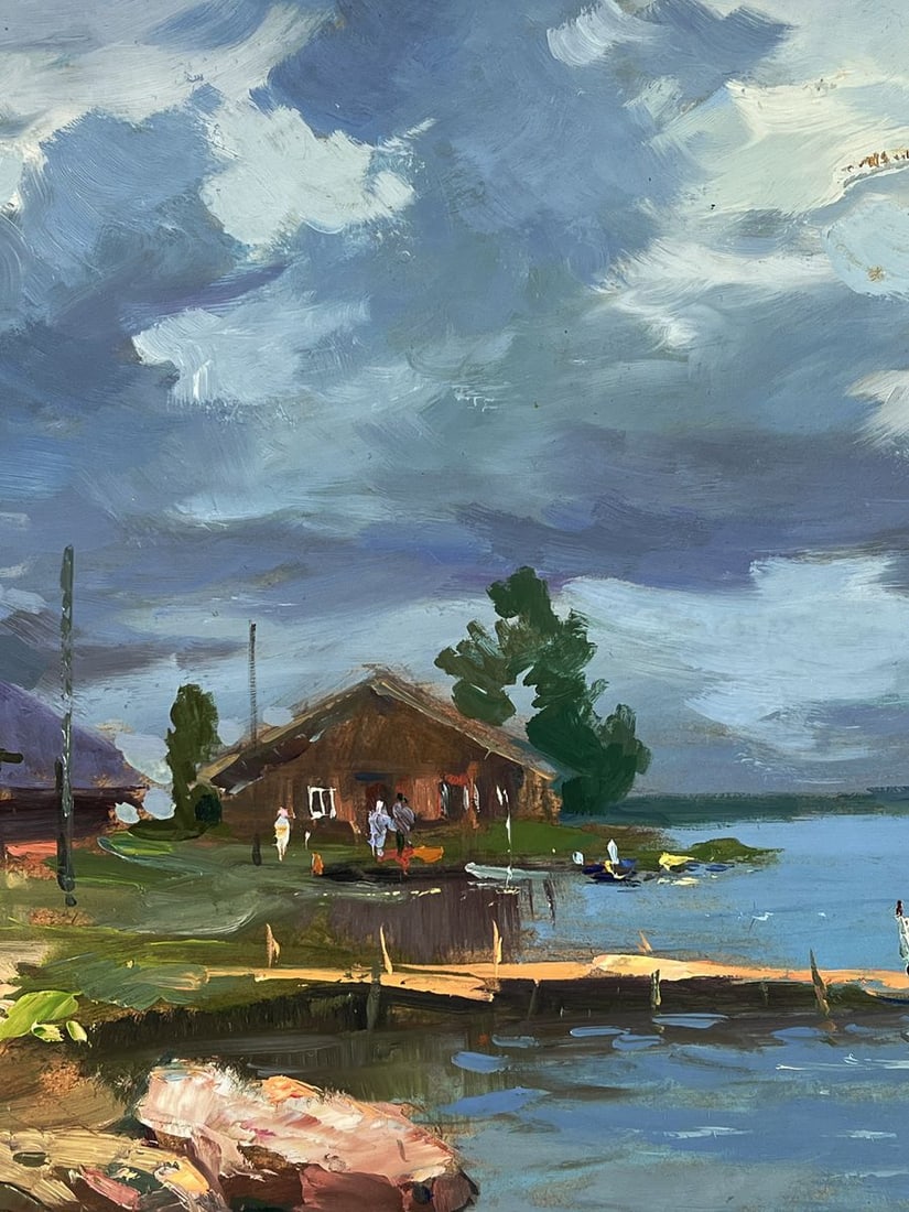 Oil painting Houses near the river bank Yuriy Suprunchuk - 6