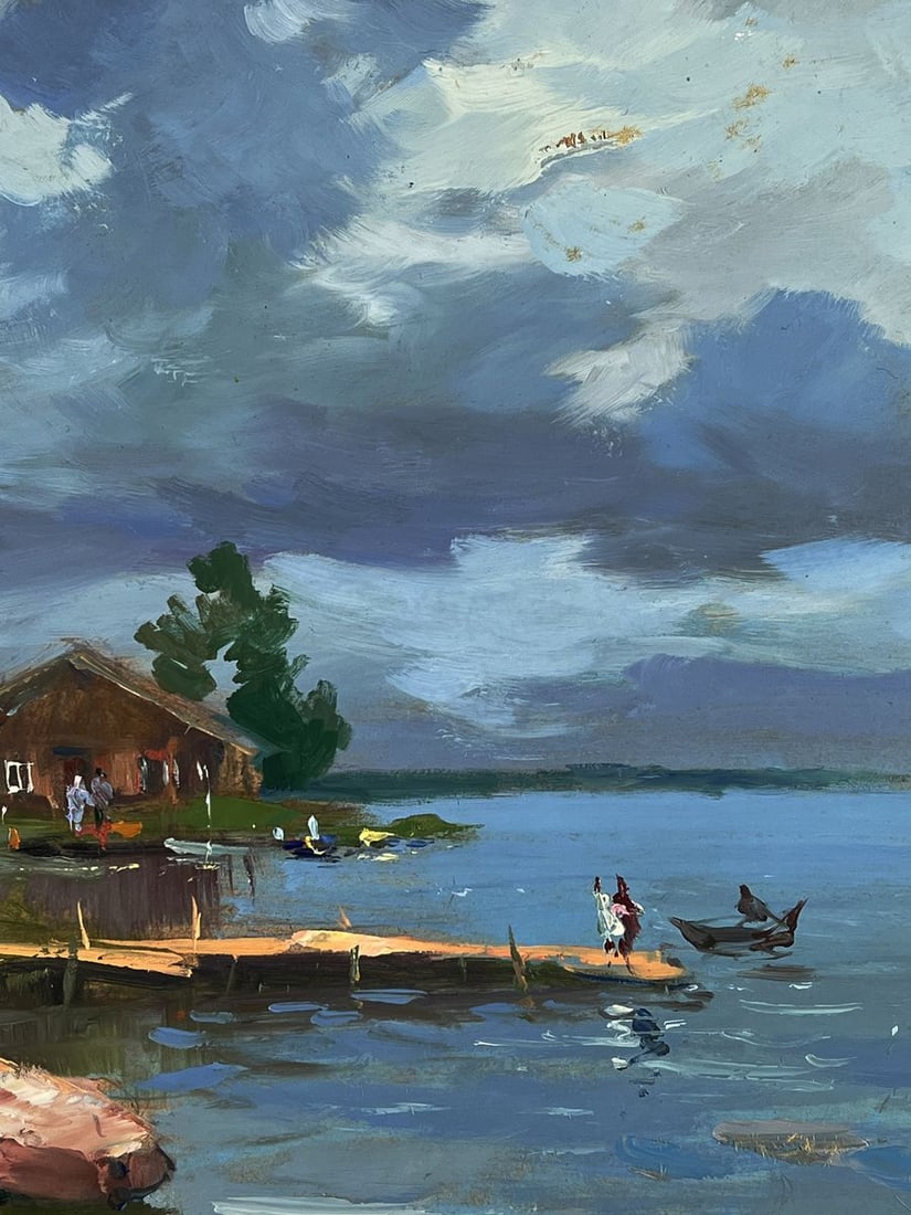 Oil painting Houses near the river bank Yuriy Suprunchuk - 9