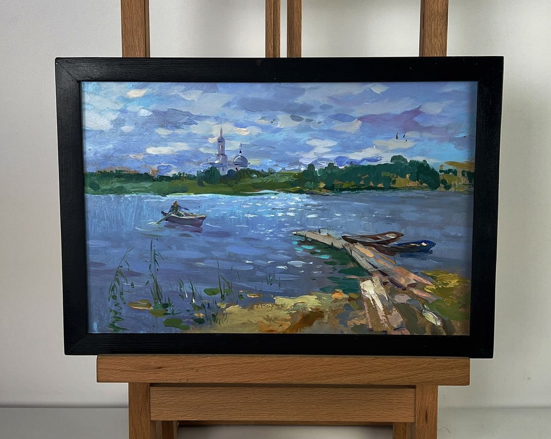 Oil painting Summer fishing on the river Yuriy Suprunchuk: NoAAA6118*** ABOUT THIS PAINTING **** TITLE: "Summer fishing on the river"* ARTISTS: Yuriy Suprunchuk* SIZE: 20x30 cm/7.87x11.81 inches'* MEDIUM: oil, hardboard* HAND PAINTED: Original painting from