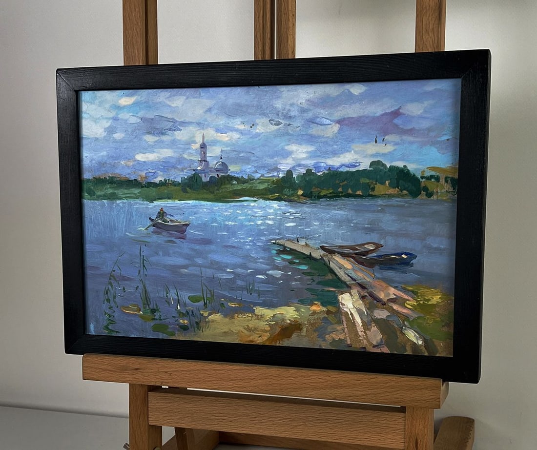 Oil painting Summer fishing on the river Yuriy Suprunchuk - 2