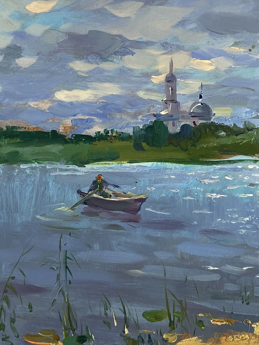 Oil painting Summer fishing on the river Yuriy Suprunchuk - 4